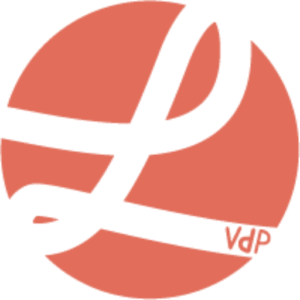 Een logo met uitgesneden L. In het uiteinde van de L staat vdp. Initialen van Lotte Van den Put