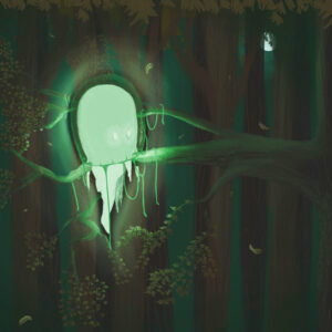 Illustratie gemaakt in Procreate. Fictieve dieren die opladen met radioactiviteit.